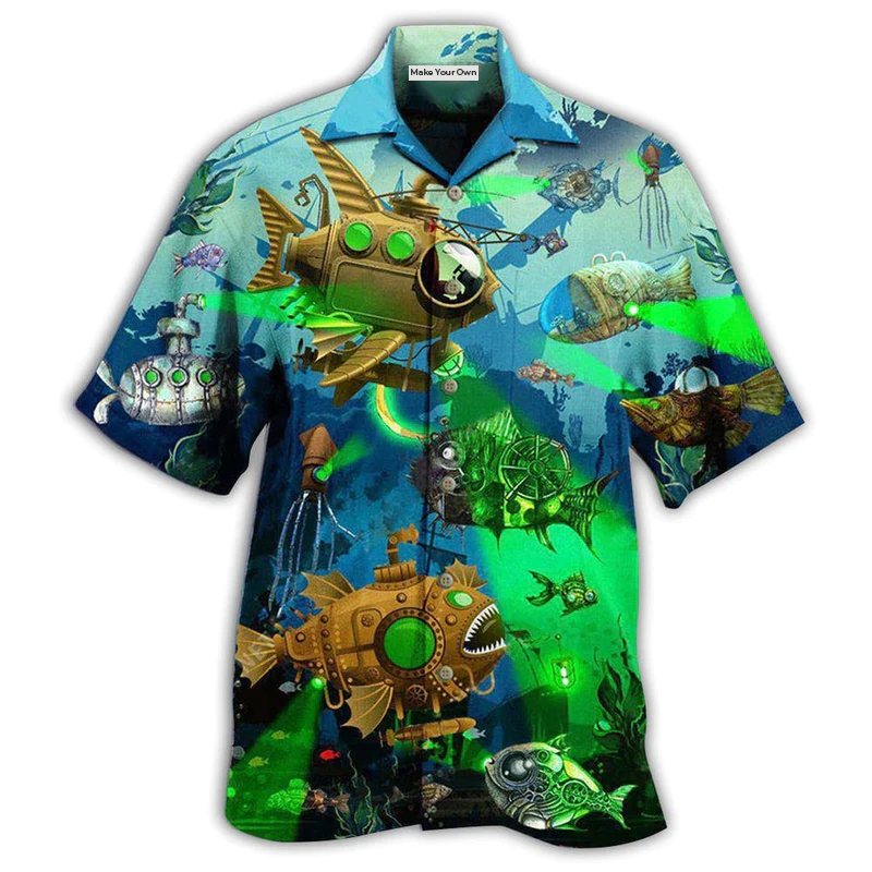 Steampunk Fish Ocean Hawaiian Shirt For Summer Events And Casual Outdoor Wear