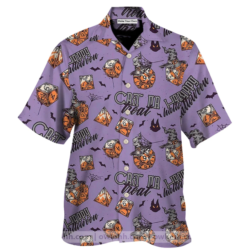 Halloween Fantasy Role Dice Hawaiian Shirt For Resort Trips, Coastal Parties, And Warm Weather Style