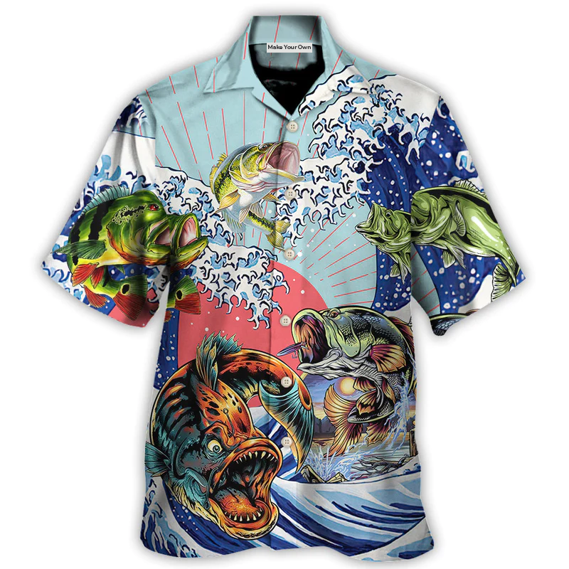 Fishing Big Waves Hawaiian Shirt For Vacation Days And Relaxed Coastal Outings