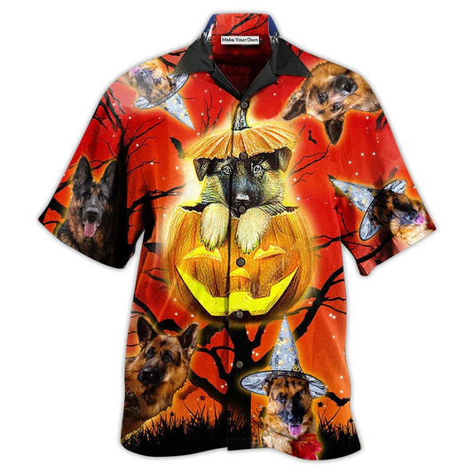 Cute Dog German Shepherd Halloween Hawaiian Shirt For Summer Events And Casual Outdoor Wear