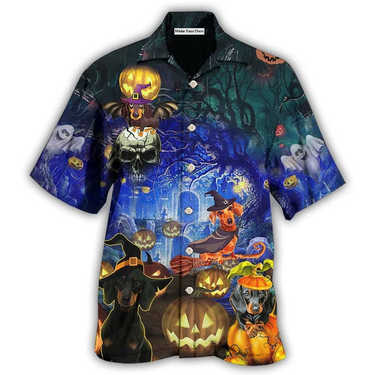 Halloween Dachshund Dogs Hawaiian Shirt For Resort Getaways And Comfortable Summer Activities