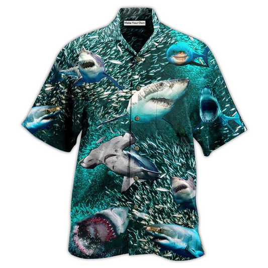 Fish Shark Full Hawaiian Shirt Pattern View For Lightweight Everyday Style