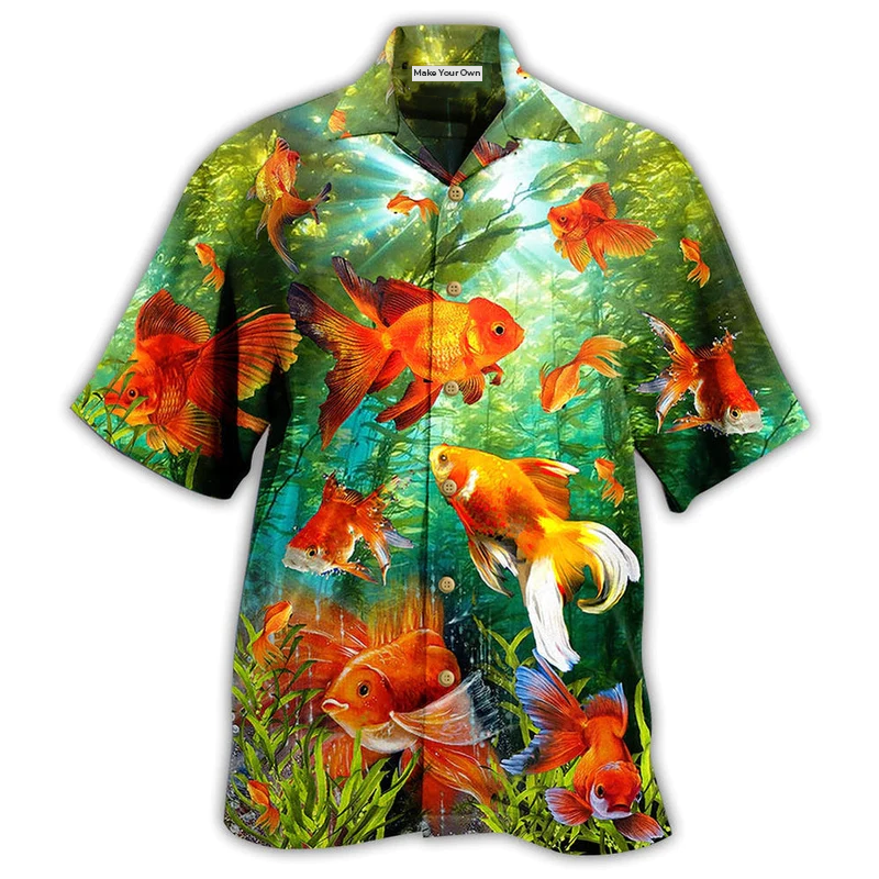 Fish Goldfish Beautiful Hawaiian Shirt Pattern Detail For Summer Holidays And Outdoor Fun