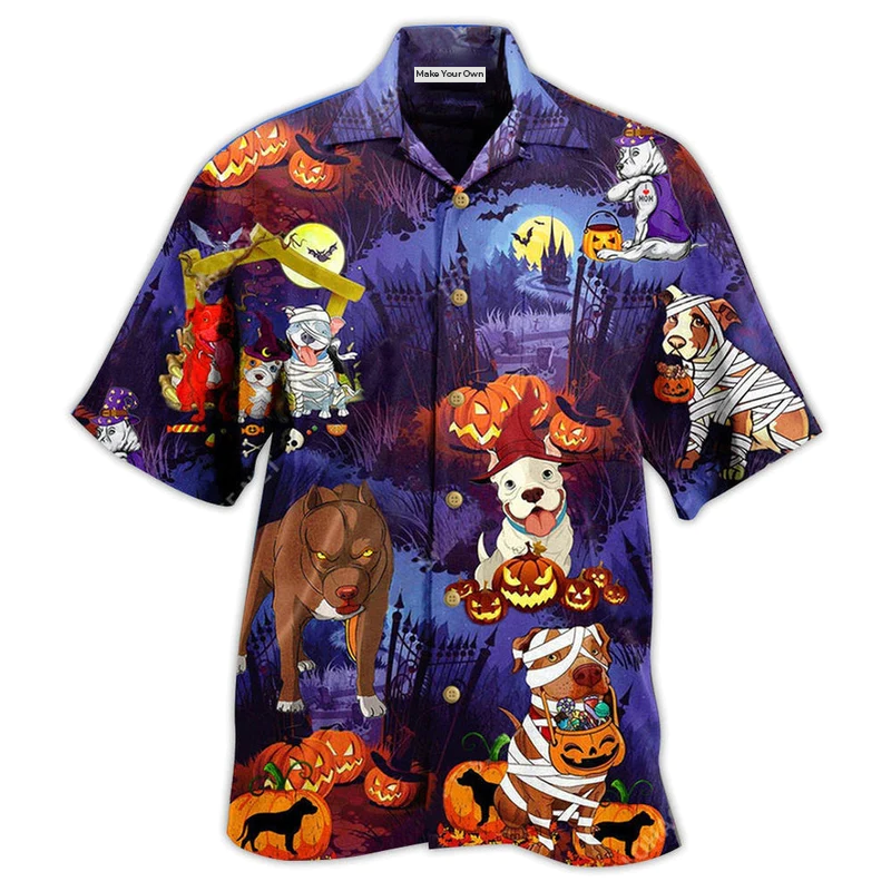 Halloween Dogs Night Scary Hawaiian Shirt Artwork View For Coastal Escapes And Resort Style