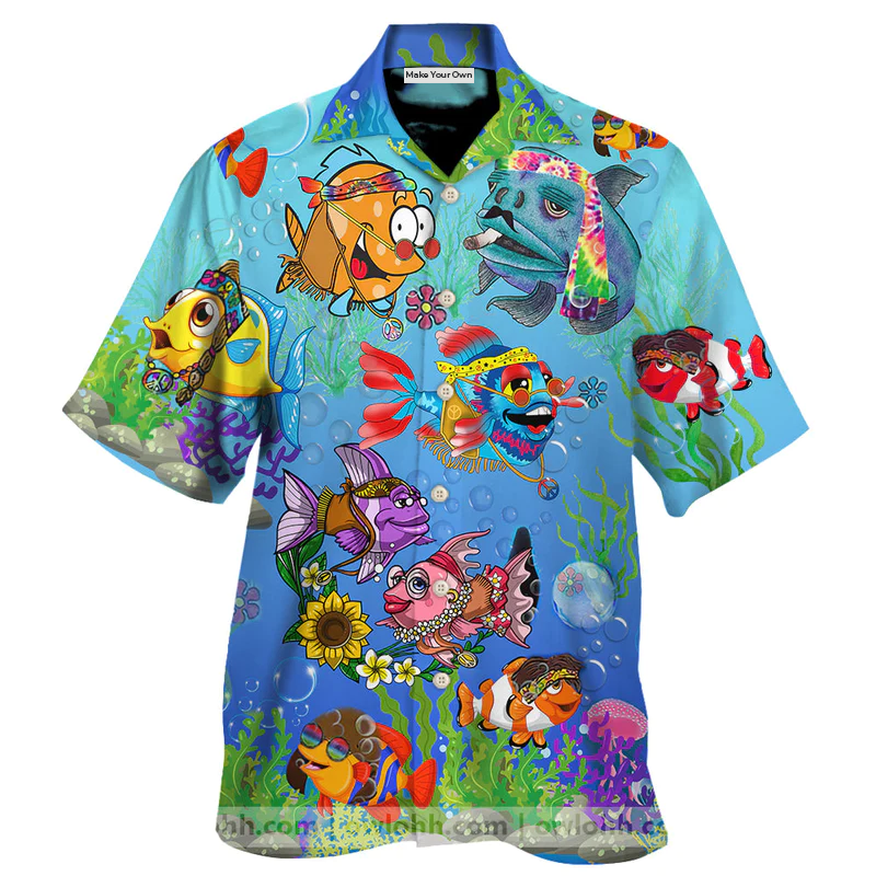 Blue Fish Ocean Deep Sea Joy Hawaiian Shirt For Warm Weather Events And Casual Wear