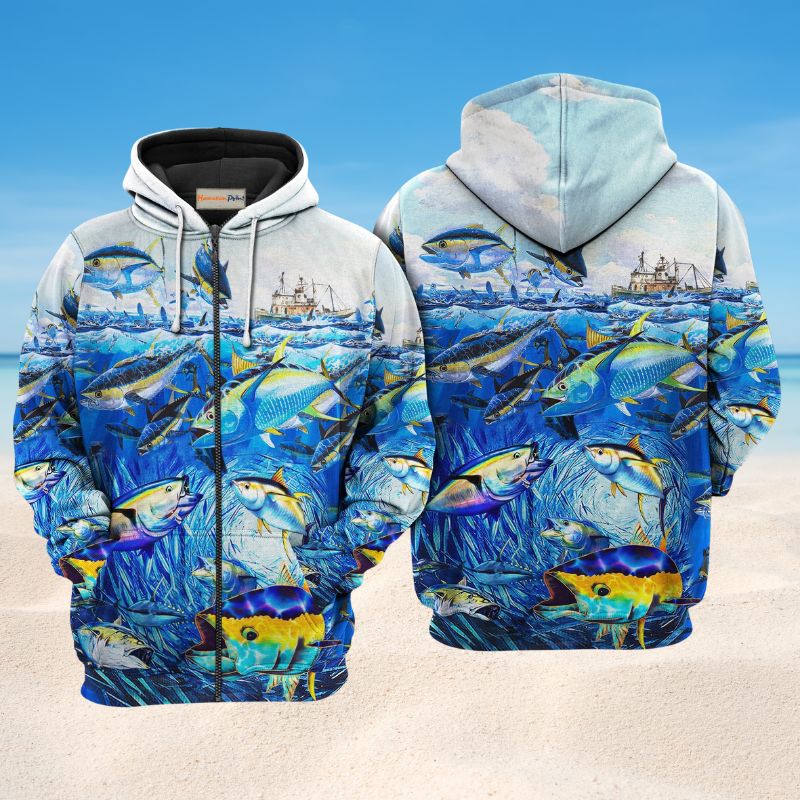 Fishing Love Ocean Life Hoodie For Fishermen Camping Adventures And Comfortable Streetwear