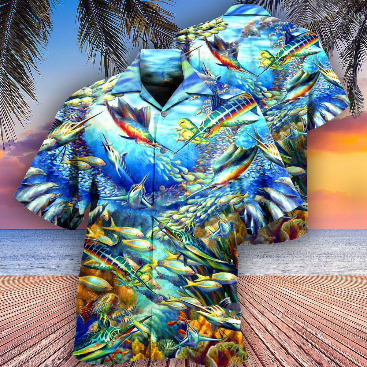 Ocean Marine Biology Swordfish Hawaiian Shirt For Summer Events And Casual Outdoor Wear