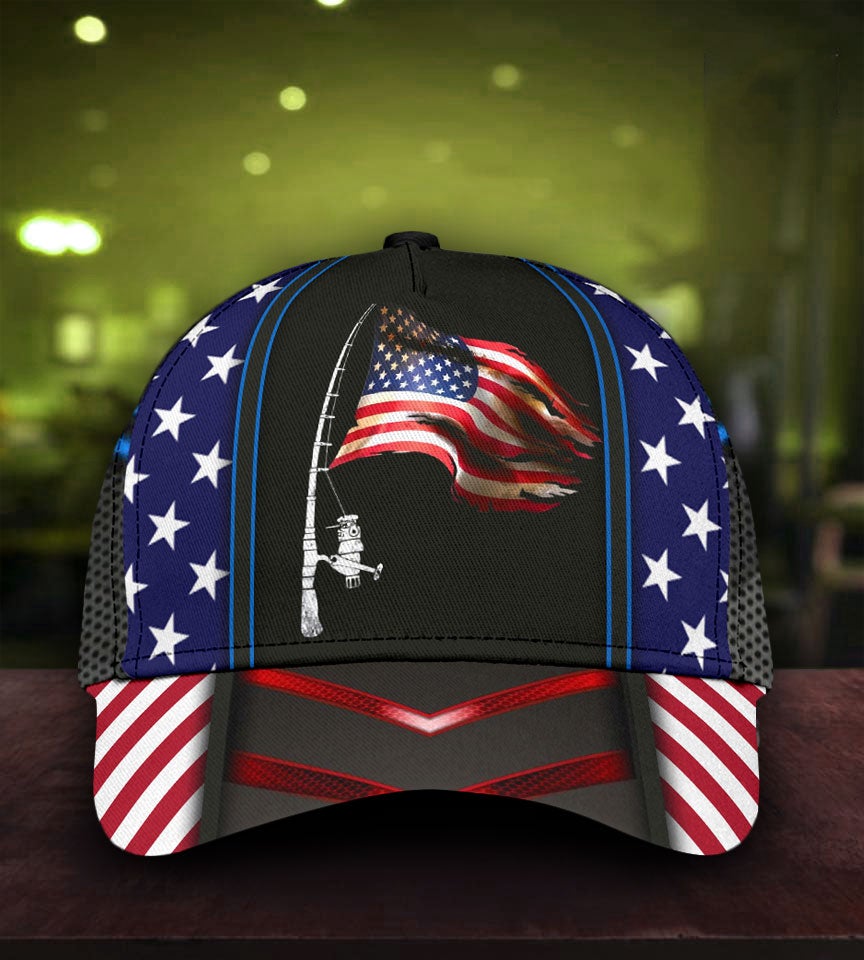 Fishing Proud American Flag Classic Cap For Summer Activities Vacations And Comfortable Daily Wear