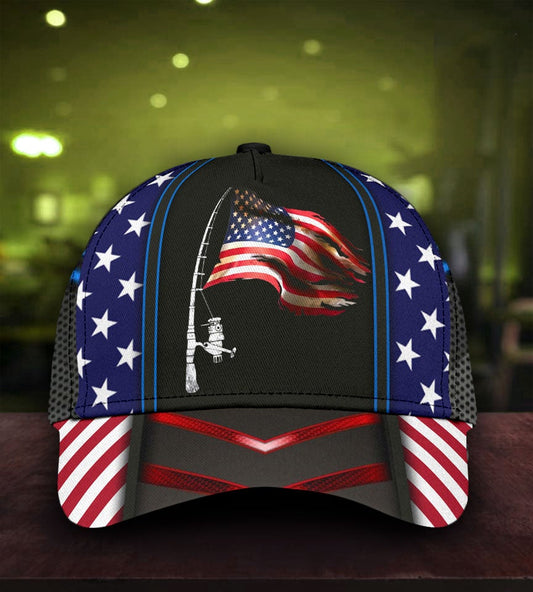 Fishing Proud American Flag Classic Cap For Summer Activities Vacations And Comfortable Daily Wear