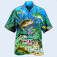 Blue Fishing Real Men Ocean Hawaiian Shirt For Coastal Adventures And Warm Weather Wear