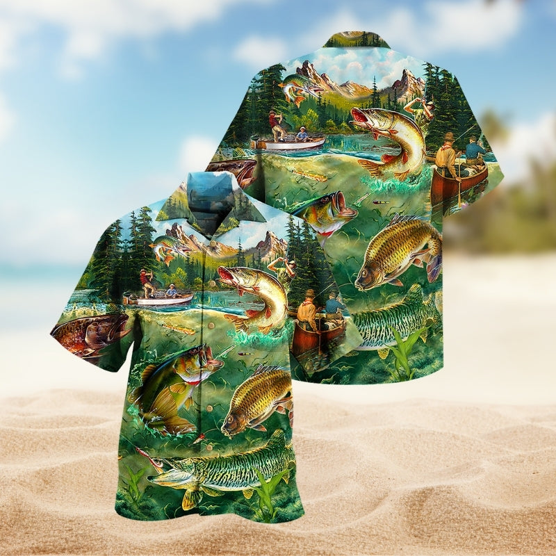 Fishing Outdoor Passion Hawaiian Shirt For Summer Vacation, Beach Travel, And Casual Wear