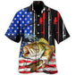 Patriotic American Fishing Flag Hawaiian Shirt For Summer Celebrations, Resort Days, And Relaxed Everyday Wear