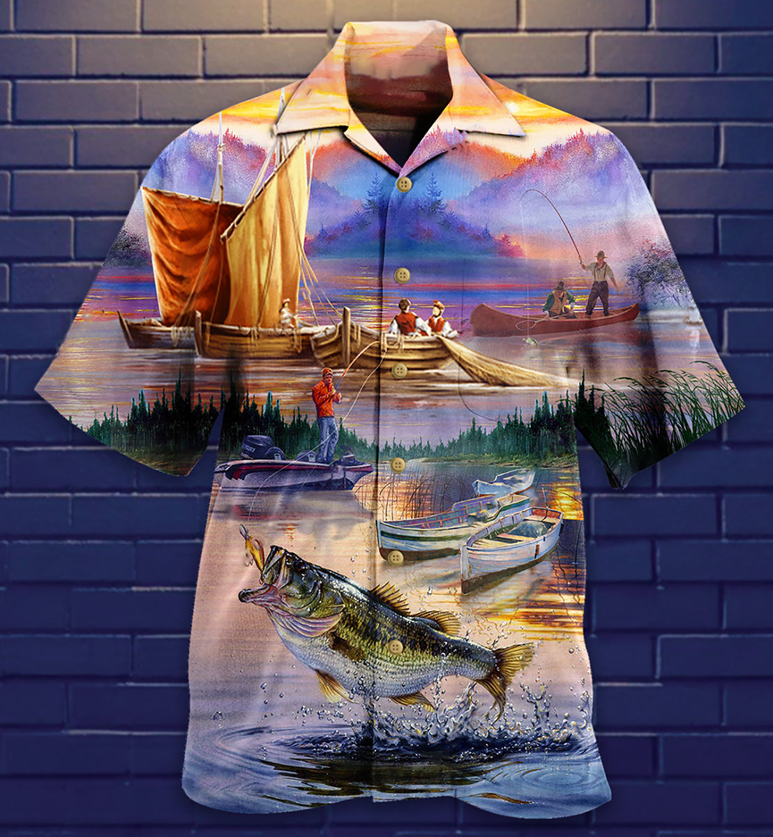 Fishing Sunset Hawaiian Shirt For Summer Vacation And Beach Travel
