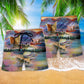 Fishing Sunset Beach Shorts Pattern Detail For Sunny Day Activities And Comfortable Daily Wear