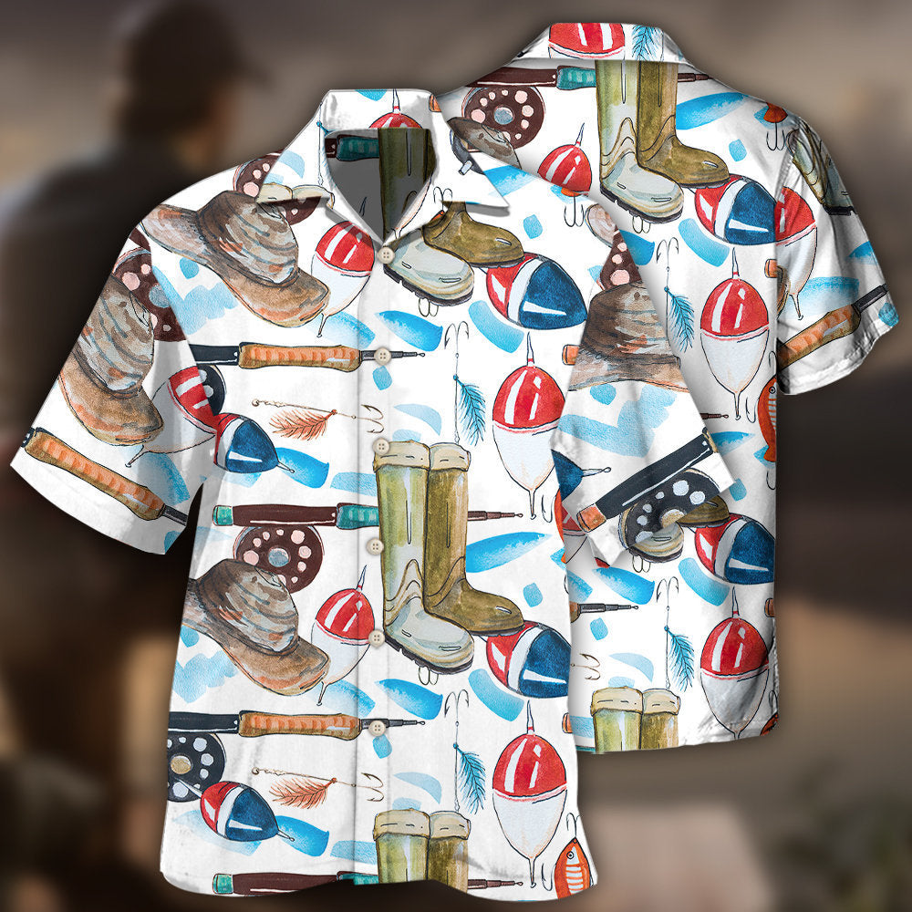 Creative Fishing Outdoor Hawaiian Shirt For Resort Trips, Coastal Parties, And Warm Weather Style