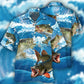 Blue Fishing Wave Hawaiian Shirt Design Detail For Sunny Adventures And Casual Wear