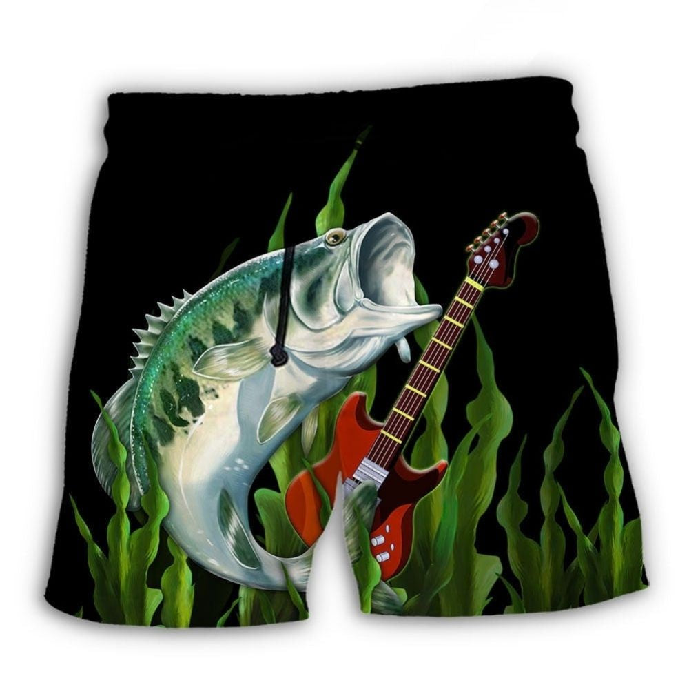 Fishing And Guitar Lover Beach Shorts For Resort Travel And Thoughtful Summer Gifting