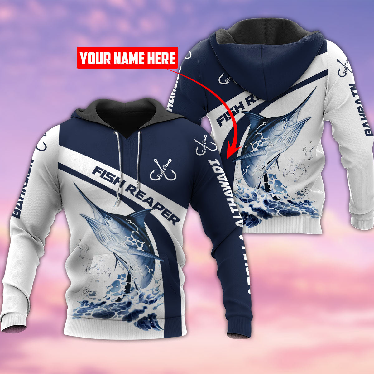 Fishing Fish Reaper Personalized Hoodie For Lake Days Outdoor Travel And Thoughtful Angler Gifting