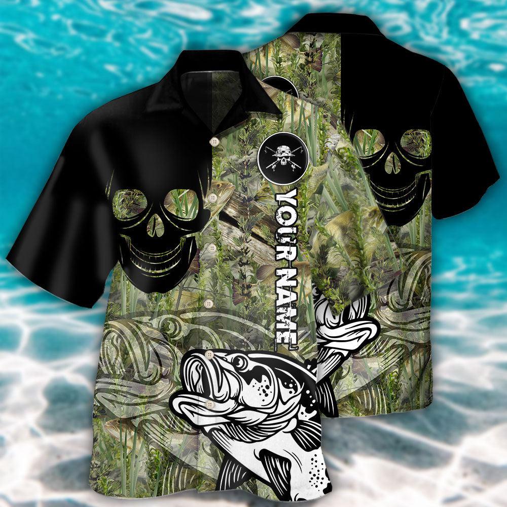 Skull Fishing Personalized Hawaiian Shirt Pattern Detail For Summer Holidays And Outdoor Fun