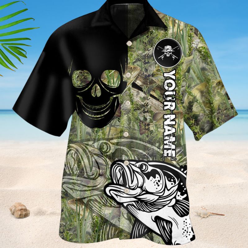 Fishing Skull Hawaiian Shirt For Outdoor Adventures, Coastal Travel, And Comfortable Casual Style
