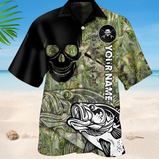 Fishing Skull Hawaiian Shirt For Outdoor Adventures, Coastal Travel, And Comfortable Casual Style