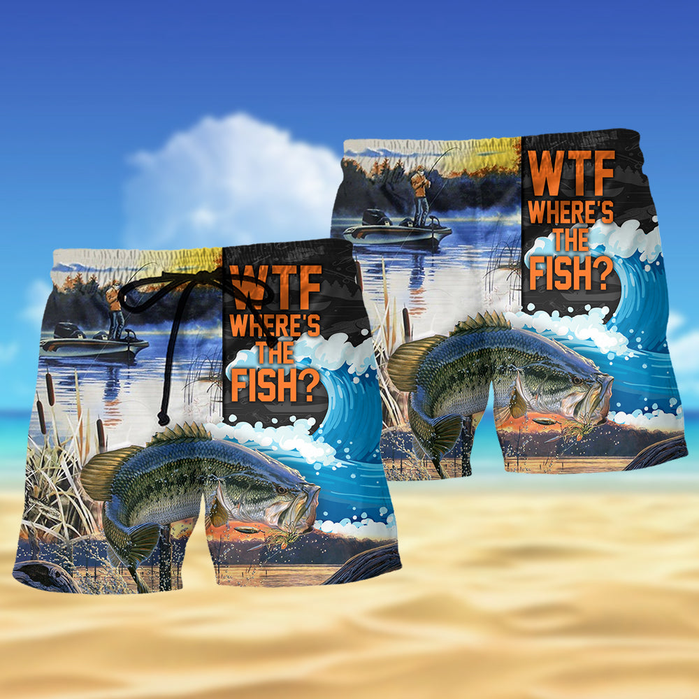 We're Going Fishing Fun Quote Beach Shorts Design Detail For Casual Warm Weather Outfits