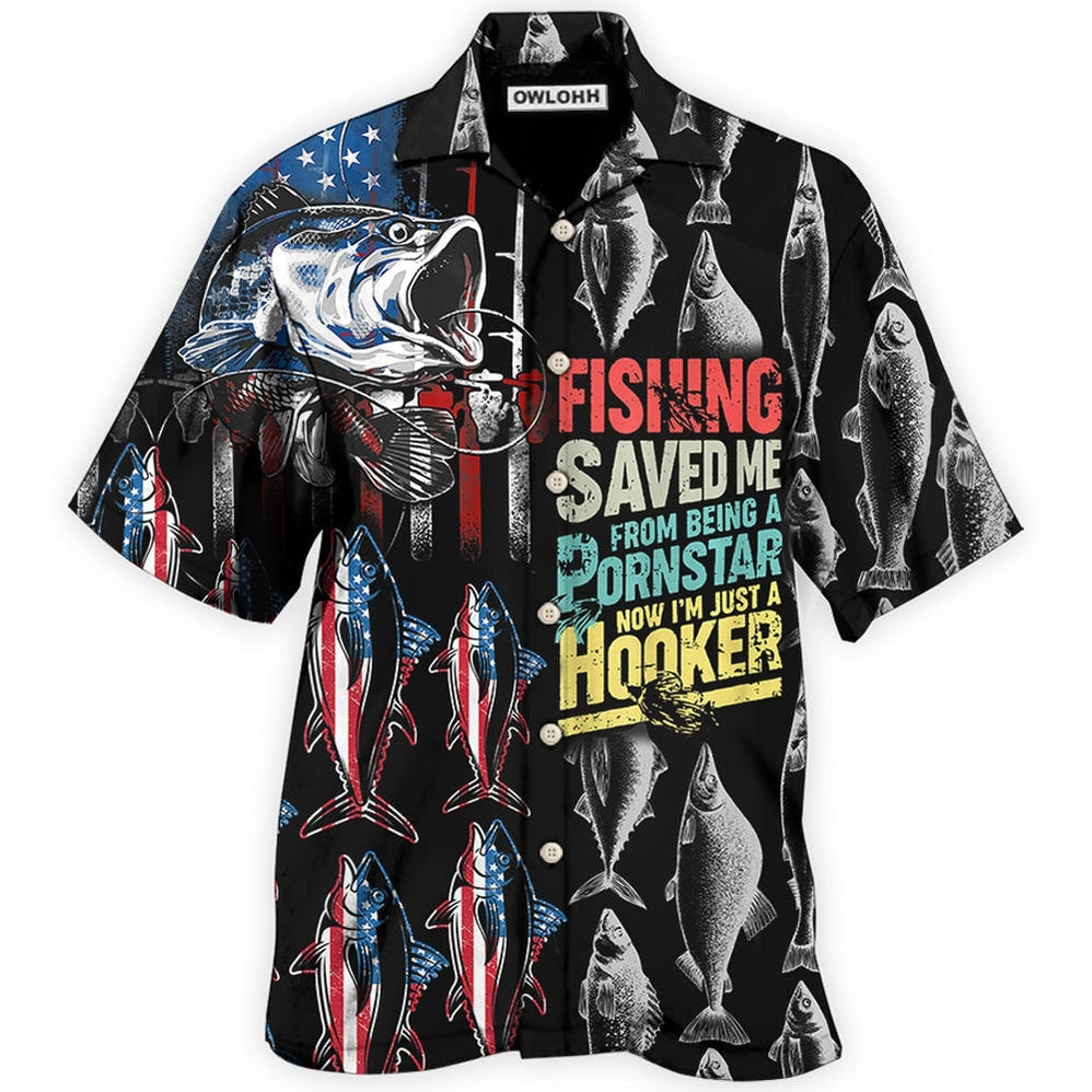 Fishing Hawaiian Shirt Pattern Detail For Vacation Travel And Daily Wear