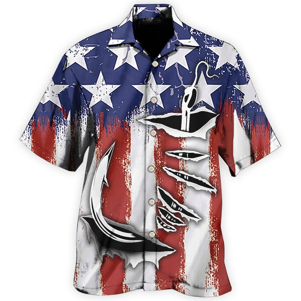 American Fishing Outdoor Hawaiian Shirt For Tropical Holidays, Outdoor Gatherings, And Everyday Comfort