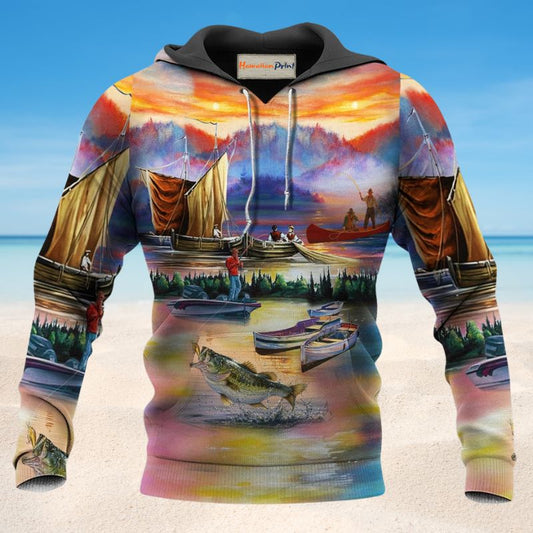 Fishing Sunset Peaceful Hoodie For Fishing Trips Weekend Outings And Relaxed Casual Wear