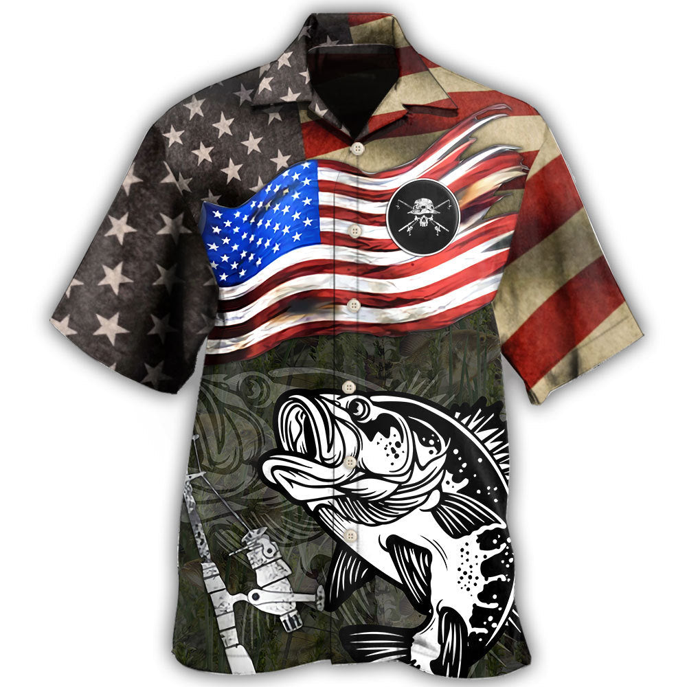 American Retro Fishing Flag Flying Hawaiian Shirt For Summer Vacation, Beach Travel, And Casual Wear