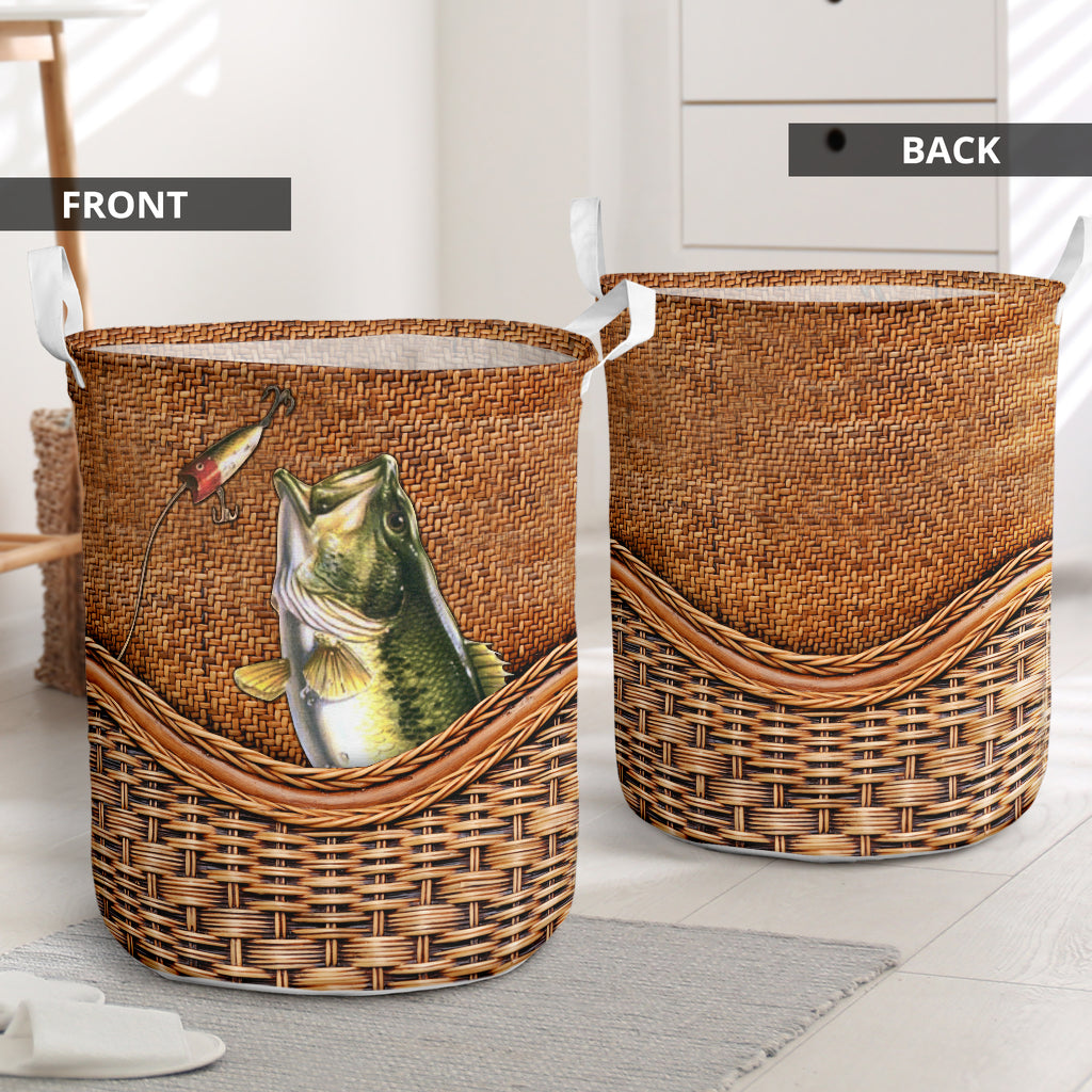 Fishing Rattan Texture Laundry Basket For Room Home Organizer