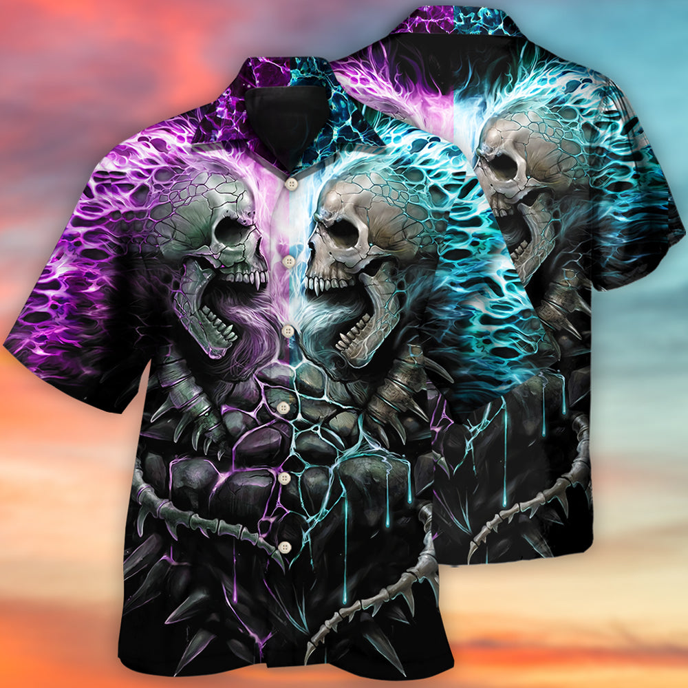 Skull Flame Hawaiian Shirt Design View For Casual Summer Styling