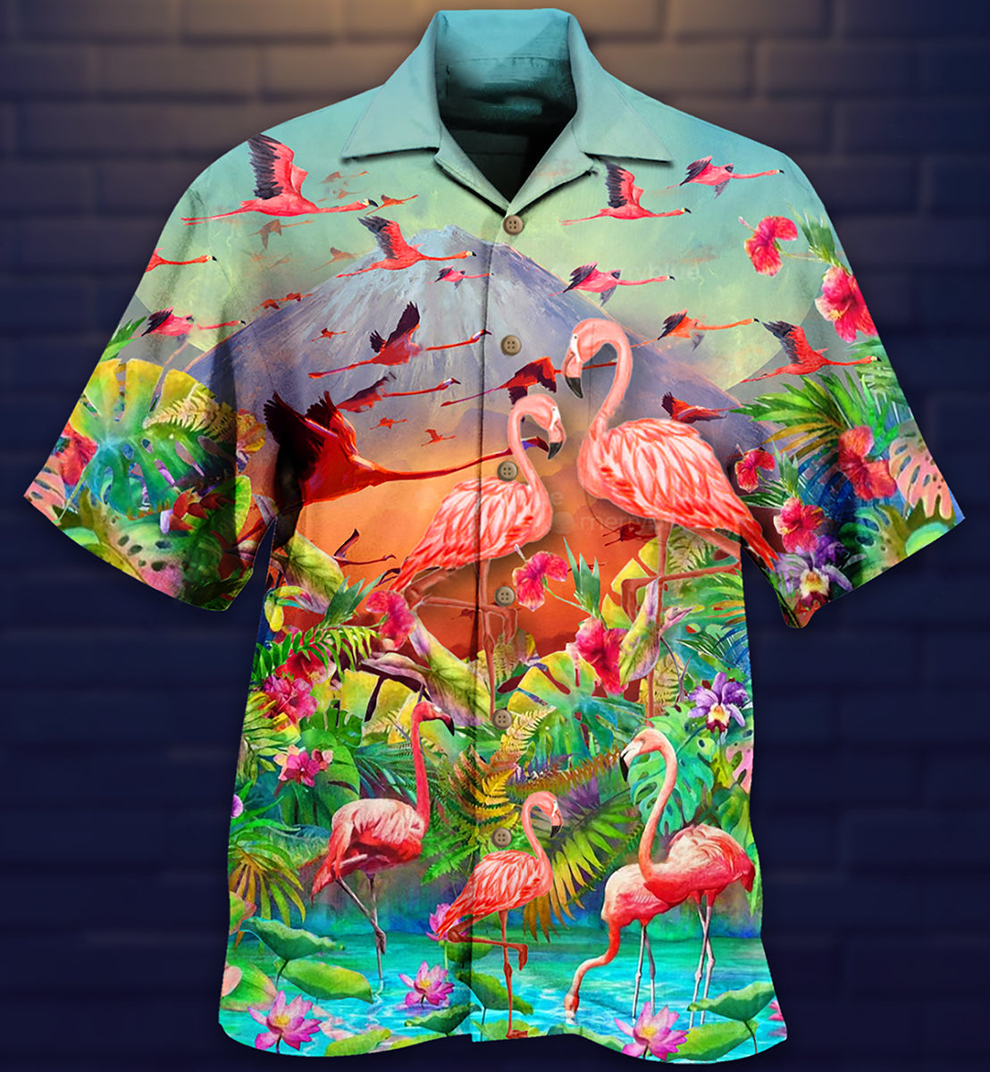 Flamingo Couple Hawaiian Shirt Design View For Resort Travel And Thoughtful Gifting