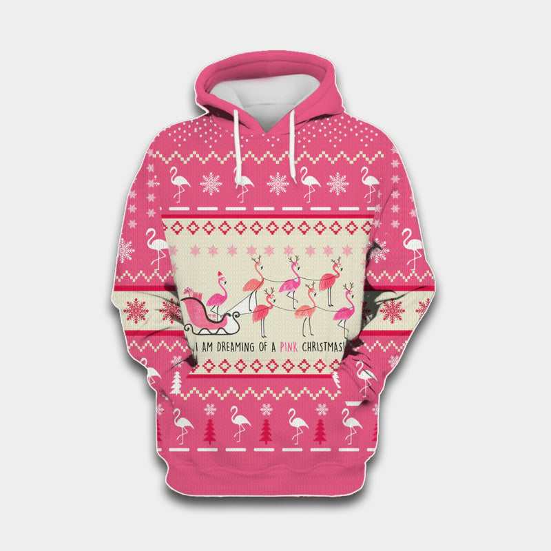 Pink Flamingo Holiday Hoodie For Festive Family Moments Winter Wear And Holiday Gift Ideas