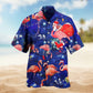 Tropical Flamingo Hawaiian Shirt For Outdoor Event, Island Adventure, And Casual Wear