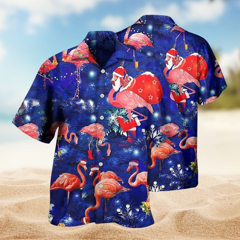 Tropical Flamingo Hawaiian Shirt For Summer Vacation, Casual Weekend, And Resort Wear