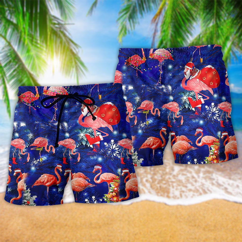 Flamingo Love Life Pink Hawaiian Print Beach Shorts For Ocean Lover Vacation Wear