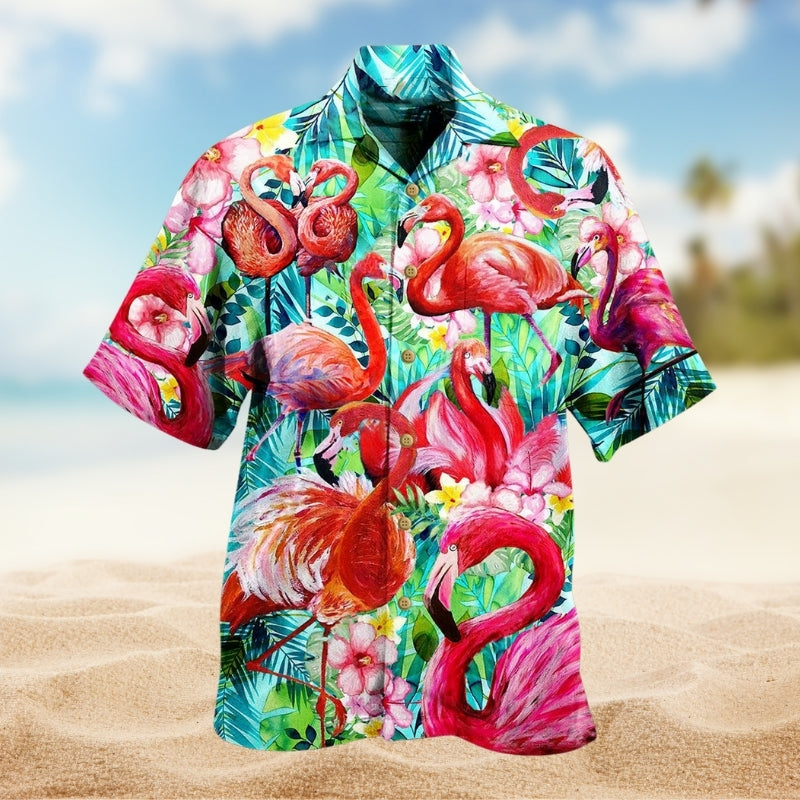 Flamingo Pink Hawaiian Shirt For Beach Days, Summer Outings, And Thoughtful Gift Giving