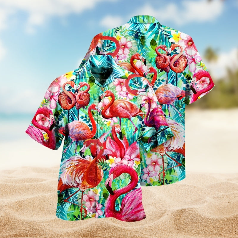 Flamingo Pink Hawaiian Shirt For Beach Days, Summer Outings, And Thoughtful Gift Giving