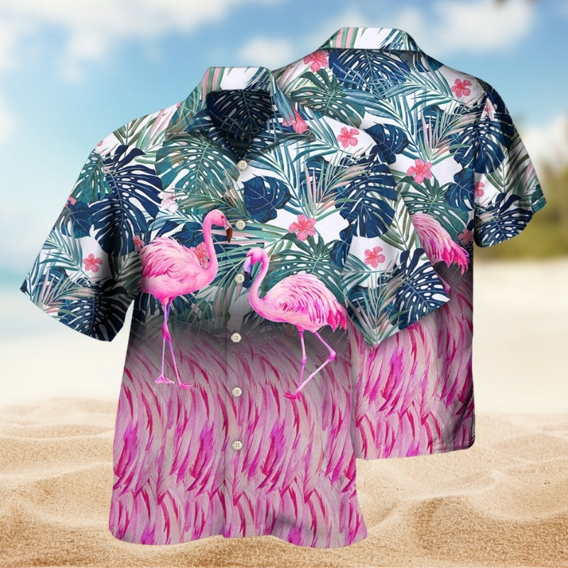 Tropical Flamingo Hawaiian Shirt For Seasonal Celebration And Coastal Style