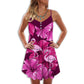 Flamingo Loves Tropical Piink V-Neck Sleeveless Cami Dress For Tropical Parties And Casual Everyday Style