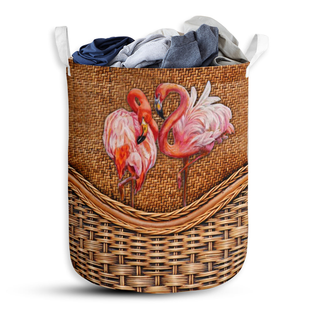 Flamingo Rattan Texture Laundry Basket For Bathroom Bedroom Storage