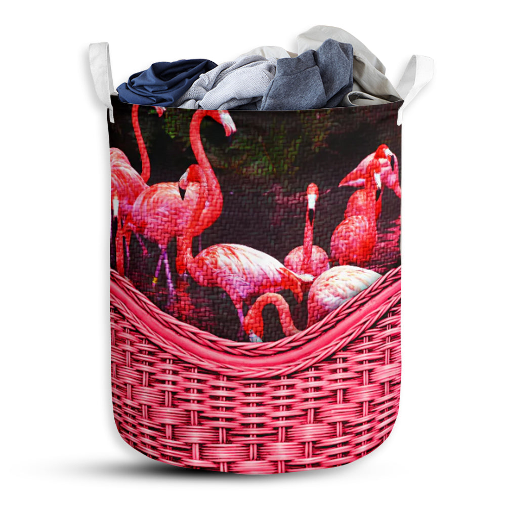 Flamingo Rattan Texture Style Laundry Basket For Bathroom Bedroom Storage