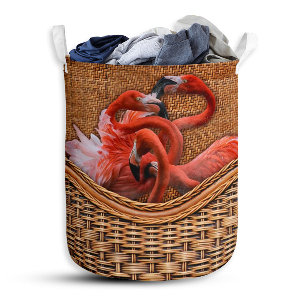 Flamingo Rattan Texture Beautiful Style Laundry Basket For Bathroom Bedroom Storage