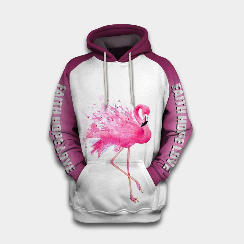 Flamingo Ribbon Breast Cancer Awareness Hoodie For Meaningful Gatherings Casual Style And Thoughtful Gifts