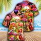 Flamingo Romantic Sunset Hawaiian Shirt For Warm Weather Adventures And Everyday Comfort