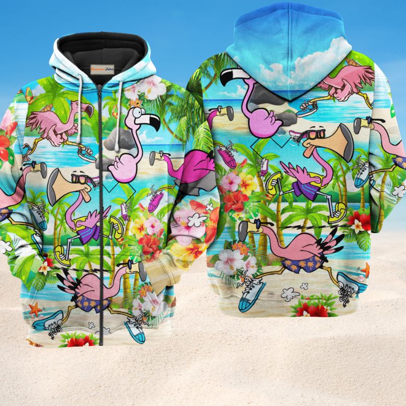 Flamingo Running Flamingos Hoodie For Casual Outfits Outdoor Trips And Comfortable Layering