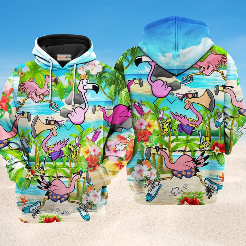 Flamingo Running Flamingos Hoodie For Casual Outfits Outdoor Trips And Comfortable Layering
