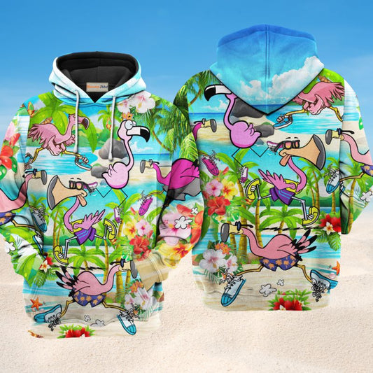 Flamingo Running Flamingos Hoodie For Casual Outfits Outdoor Trips And Comfortable Layering