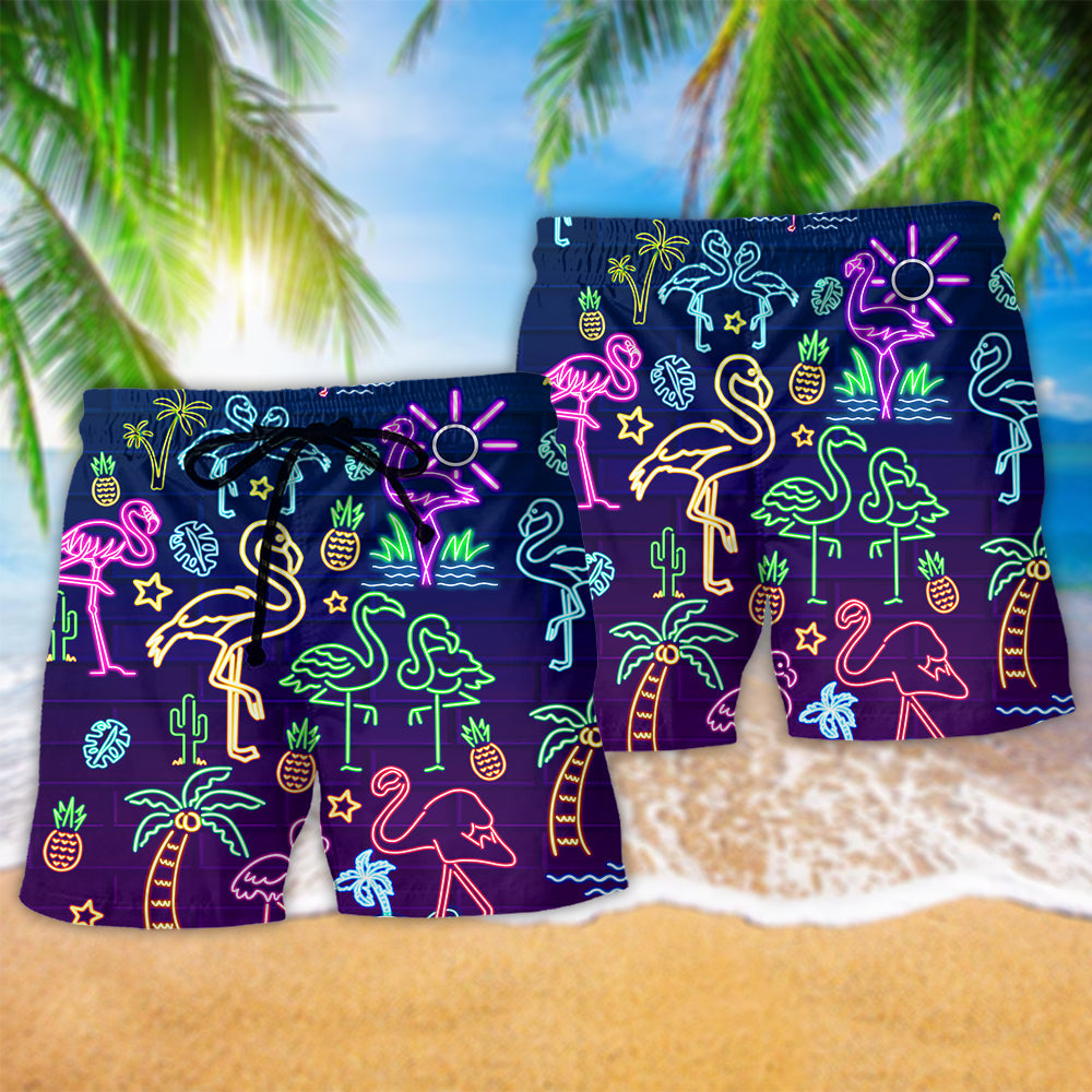 Flamingo Stand Tall Dream Big Beach Shorts For Summer Vacation And Coastal Travel